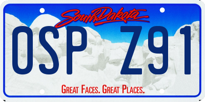 SD license plate 0SPZ91