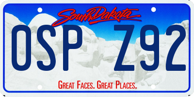 SD license plate 0SPZ92
