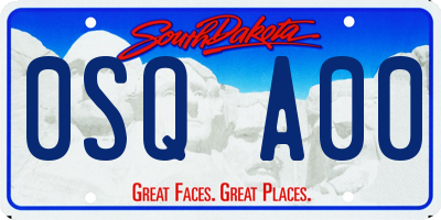 SD license plate 0SQA00