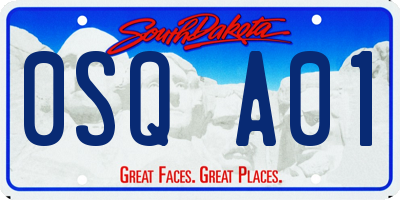 SD license plate 0SQA01
