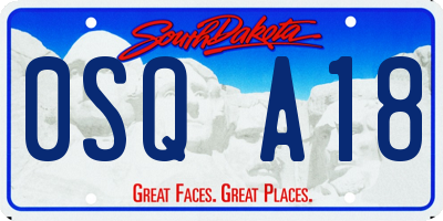 SD license plate 0SQA18