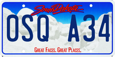 SD license plate 0SQA34