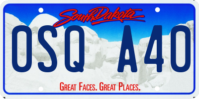 SD license plate 0SQA40