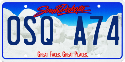 SD license plate 0SQA74
