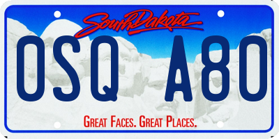 SD license plate 0SQA80