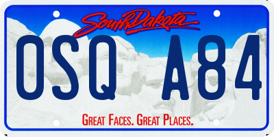 SD license plate 0SQA84