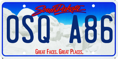 SD license plate 0SQA86