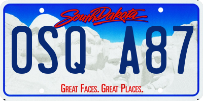 SD license plate 0SQA87