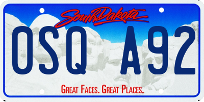 SD license plate 0SQA92