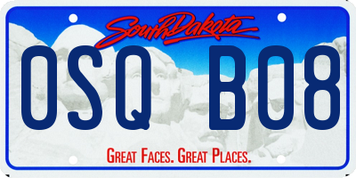 SD license plate 0SQB08