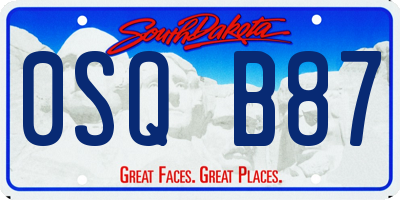 SD license plate 0SQB87