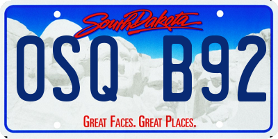 SD license plate 0SQB92