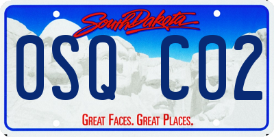 SD license plate 0SQC02