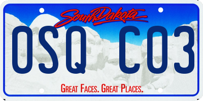 SD license plate 0SQC03
