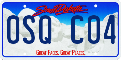 SD license plate 0SQC04