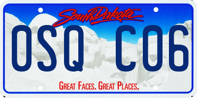 SD license plate 0SQC06