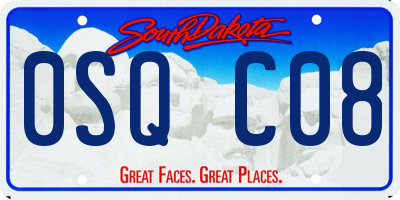 SD license plate 0SQC08