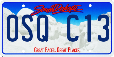 SD license plate 0SQC13