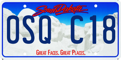 SD license plate 0SQC18