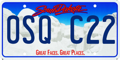 SD license plate 0SQC22