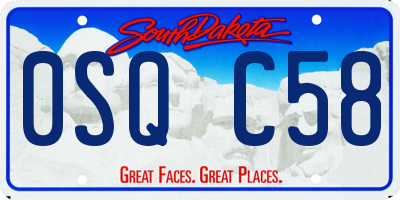 SD license plate 0SQC58