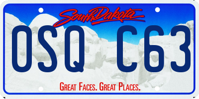 SD license plate 0SQC63