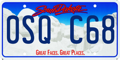 SD license plate 0SQC68