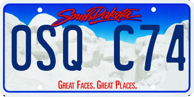 SD license plate 0SQC74