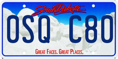 SD license plate 0SQC80