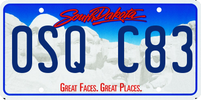 SD license plate 0SQC83