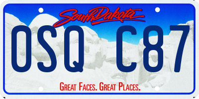 SD license plate 0SQC87