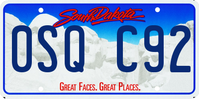 SD license plate 0SQC92