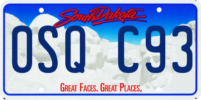SD license plate 0SQC93