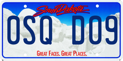 SD license plate 0SQD09