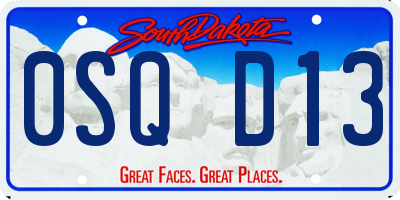 SD license plate 0SQD13