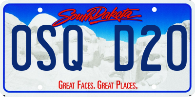 SD license plate 0SQD20