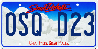 SD license plate 0SQD23