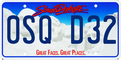 SD license plate 0SQD32
