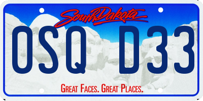 SD license plate 0SQD33