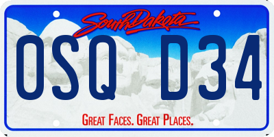 SD license plate 0SQD34