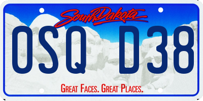 SD license plate 0SQD38