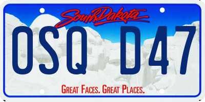 SD license plate 0SQD47