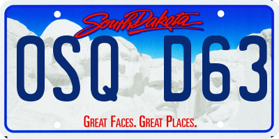 SD license plate 0SQD63