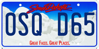 SD license plate 0SQD65