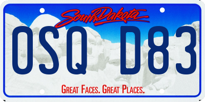 SD license plate 0SQD83