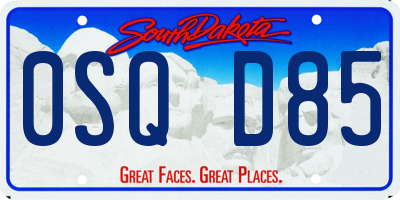 SD license plate 0SQD85