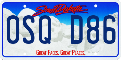 SD license plate 0SQD86
