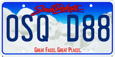 SD license plate 0SQD88