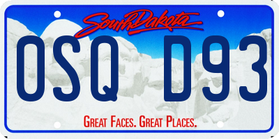 SD license plate 0SQD93