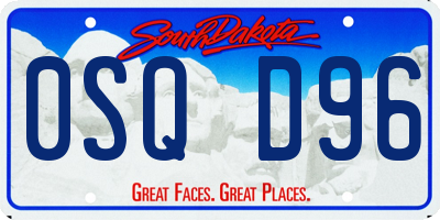 SD license plate 0SQD96